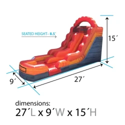 15 foot fire marble inflatable water slide dimensions2 1776994570 15' Fire Dry Slide